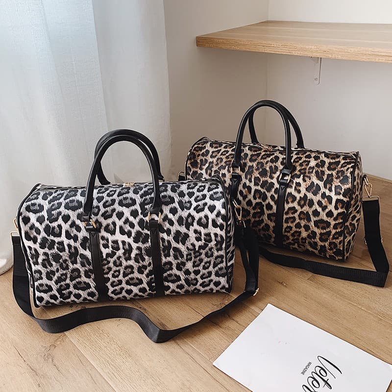 Leopard Print Weekender Travel Duffle Bag