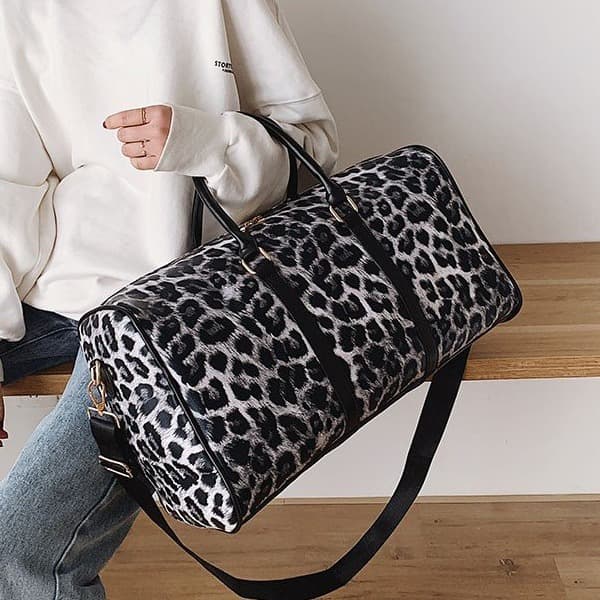 Leopard Print Weekender Travel Duffle Bag