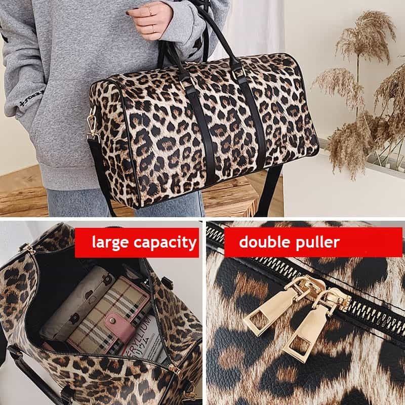 Leopard Print Weekender Travel Duffle Bag