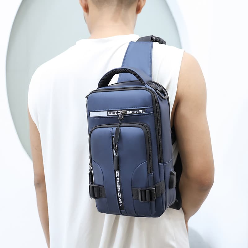 831-1 Chest Bag for Man Model Back Presentation