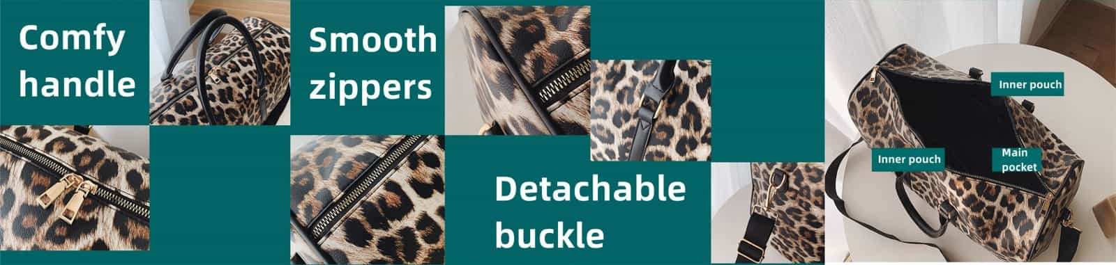 Leopard Print waterproof PU leather Weekender Travel Duffle Bag