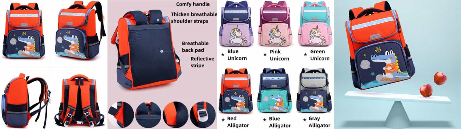 Cartoon cute colorful comfortable lightweight chindren backpack