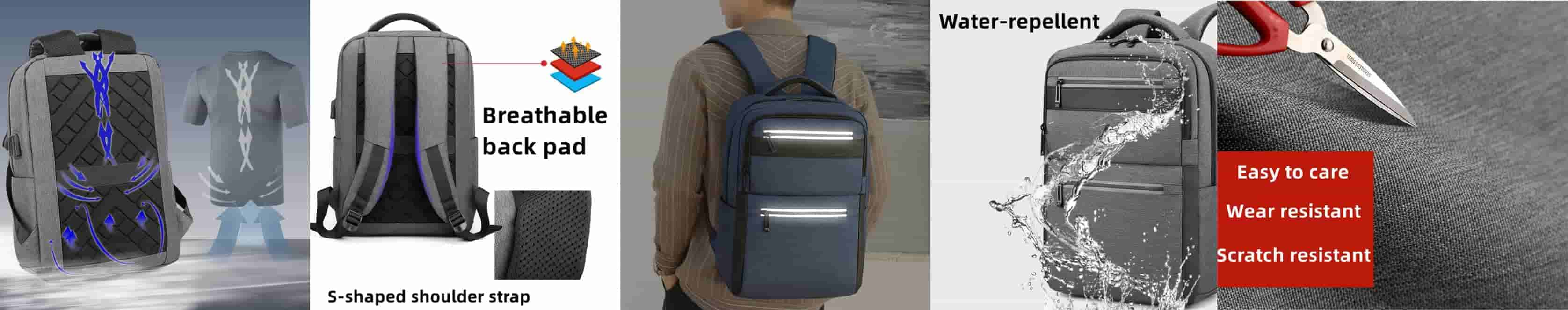 breathable back pad waterproof wear resistant easy to care business laptop backpack