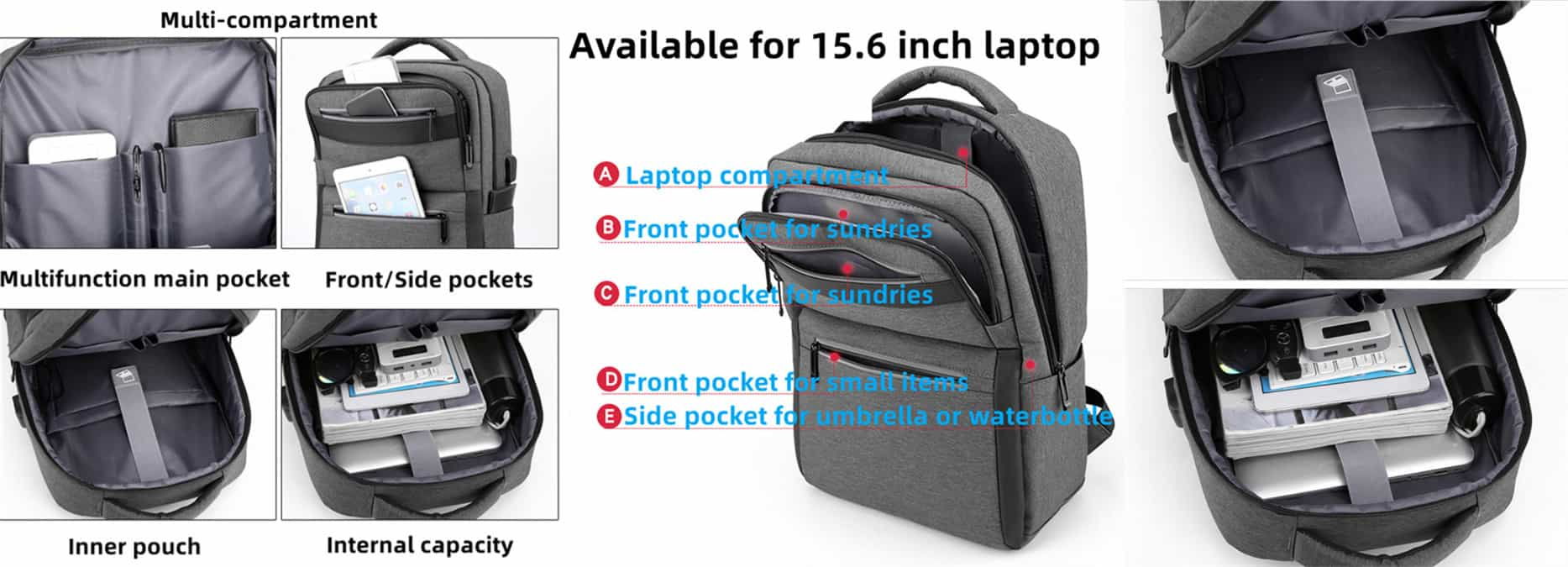 Multi-compartment large capacity multipurpose laptop backpack