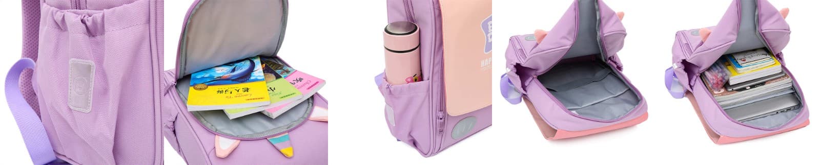 purple large capacity multifunction cartoon unicorn schoolbag for kids