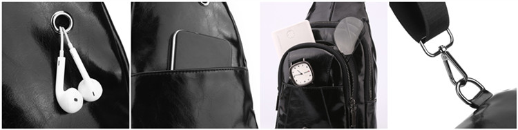 Genuine Leather Sling Daypack Multi-pocket Chest Bag