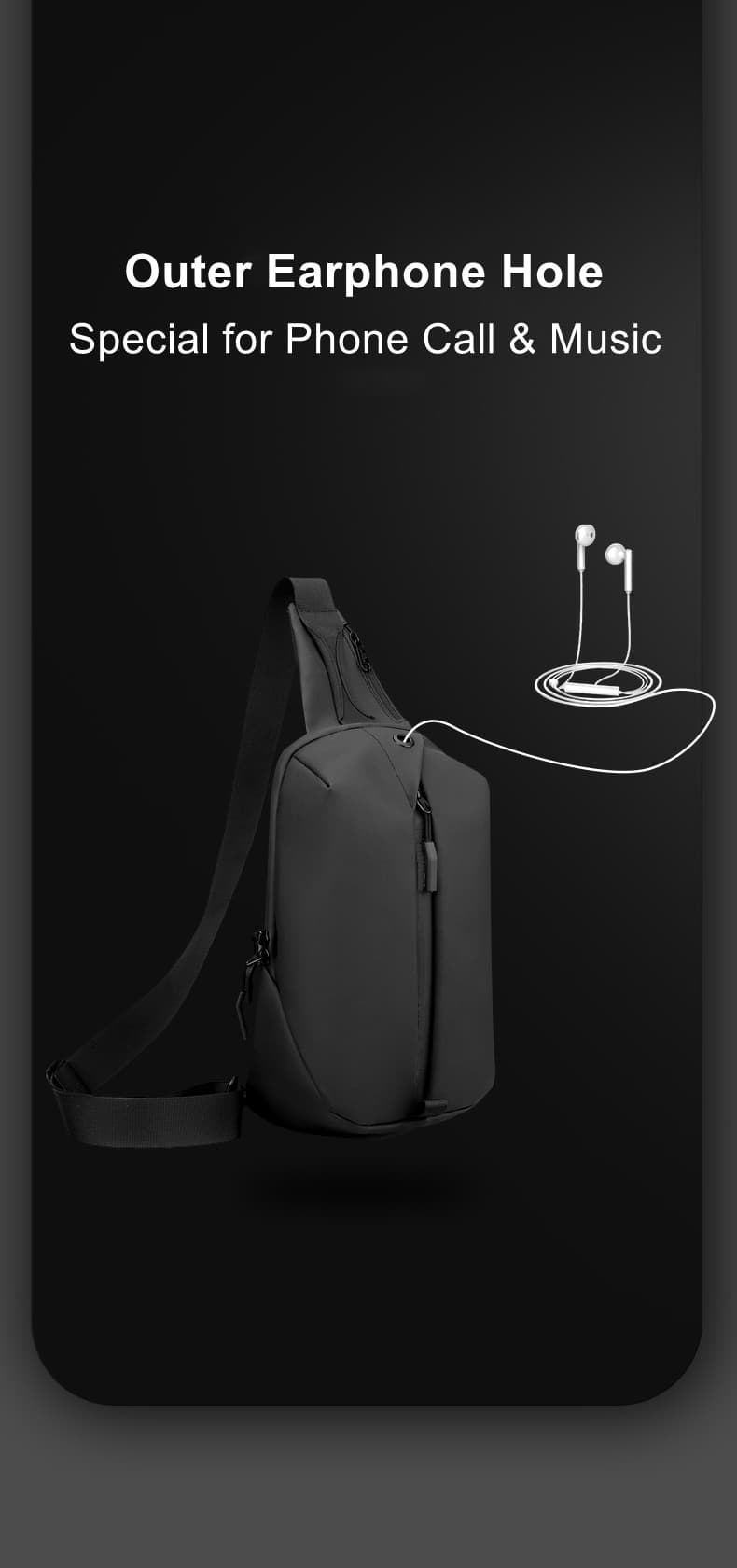 1265 Chest Man Bag Outdoor Earphone Hole